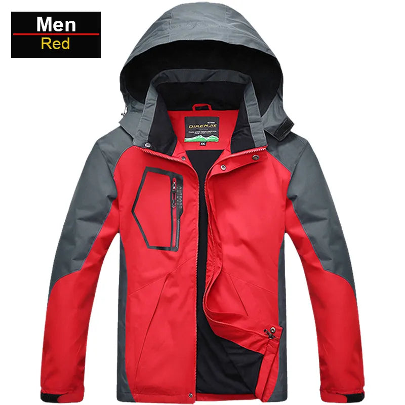 Men's Waterproof Hiking Jacket in large size, showcasing its windproof and waterproof features, perfect for outdoor activities.