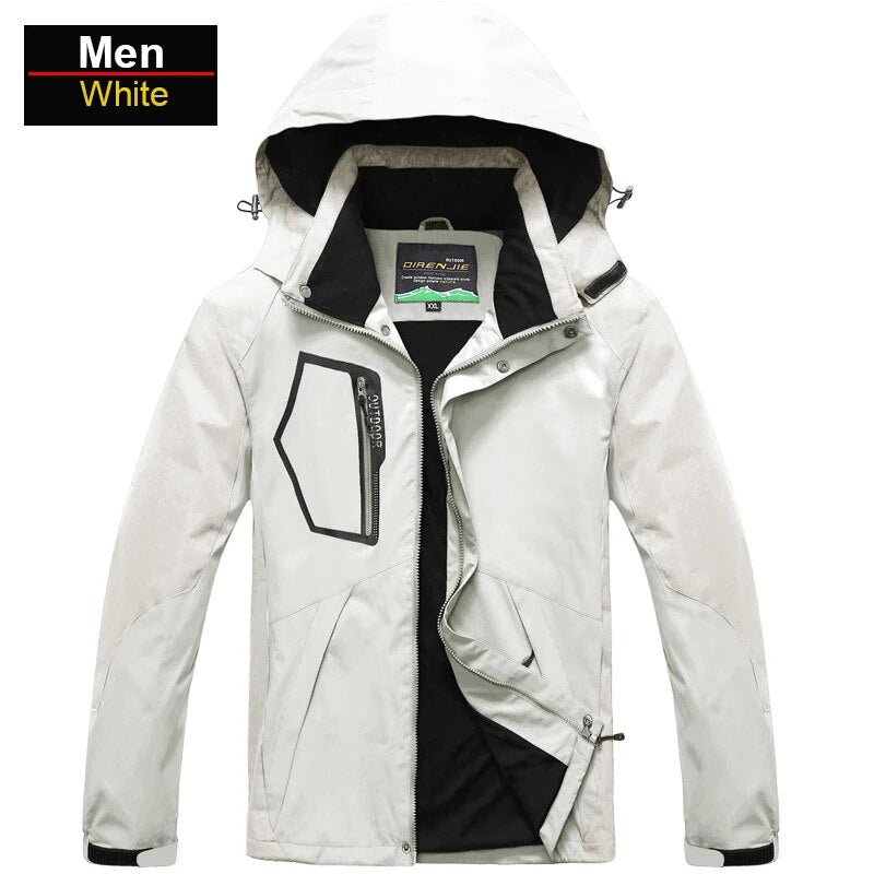 Men's Waterproof Hiking Jacket in large size, showcasing its windproof and waterproof features, perfect for outdoor activities.