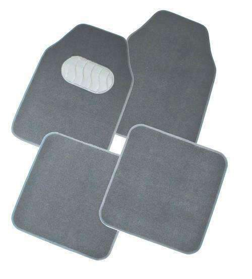 MERCURY 4-Piece Car Mat set in grey, featuring heavy-duty carpet material and anti-slip backing for vehicle protection.