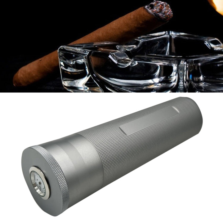 Metal Humidor Cigar Tube with thermometer display, designed for optimal humidity control and cigar storage.