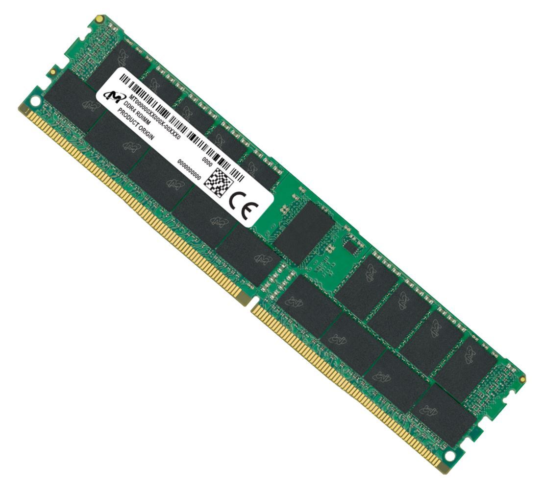 Micron 64GB DDR4 RDIMM memory module with specifications for server performance enhancement.