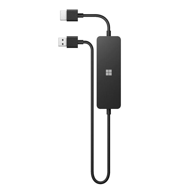 MICROSOFT 4K Wireless Display Adapter in matte black, showcasing its compact design and HDMI connector.