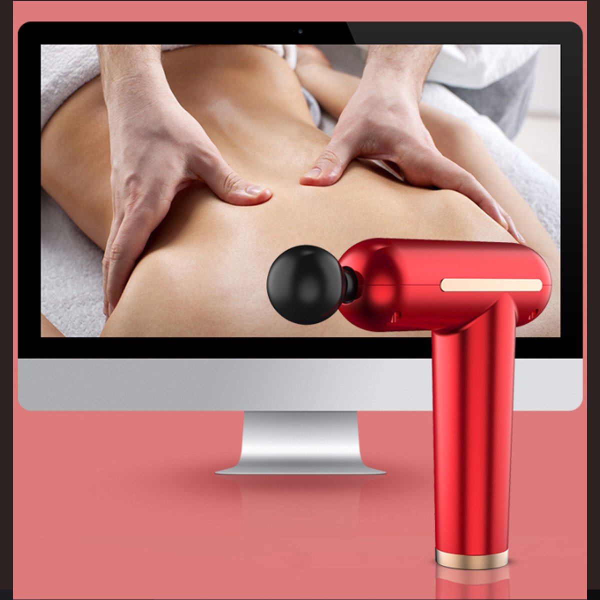 Mighty Massager Deep Tissue Massage Tool with interchangeable heads and charging cord, designed for portable and powerful muscle relief.