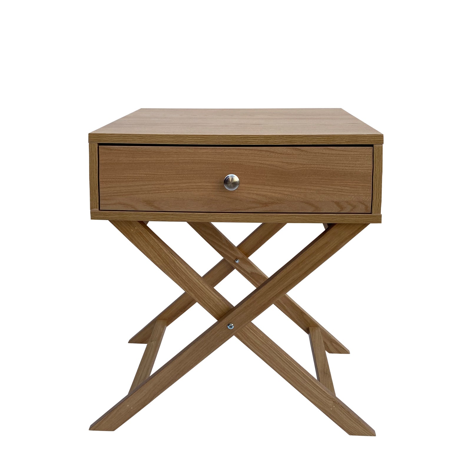 Milano Decor Bedside Table in Oak finish with spacious drawer and streamlined design, perfect for bedroom decor.