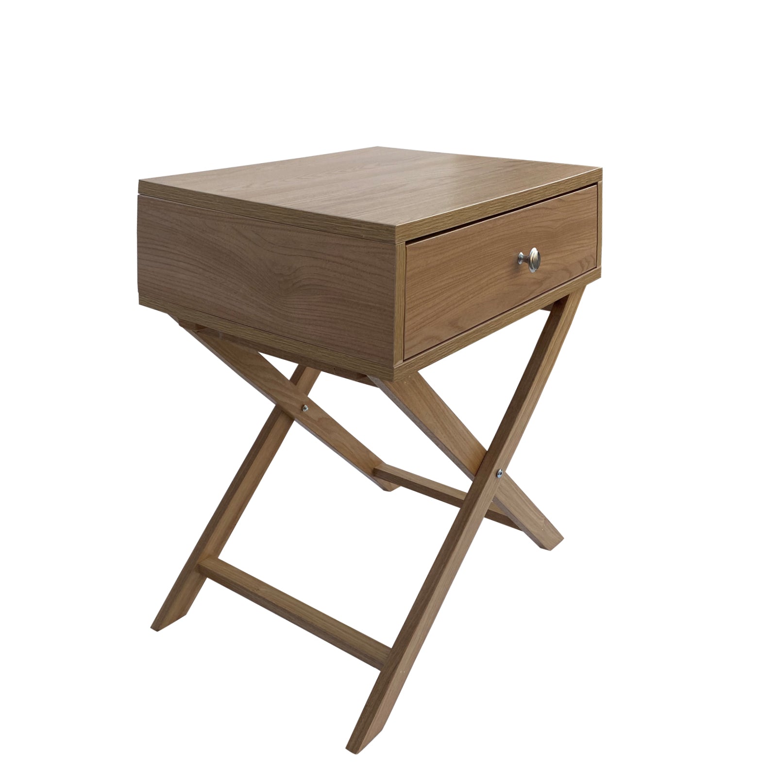 Milano Decor Bedside Table in Oak finish with spacious drawer and streamlined design, perfect for bedroom decor.