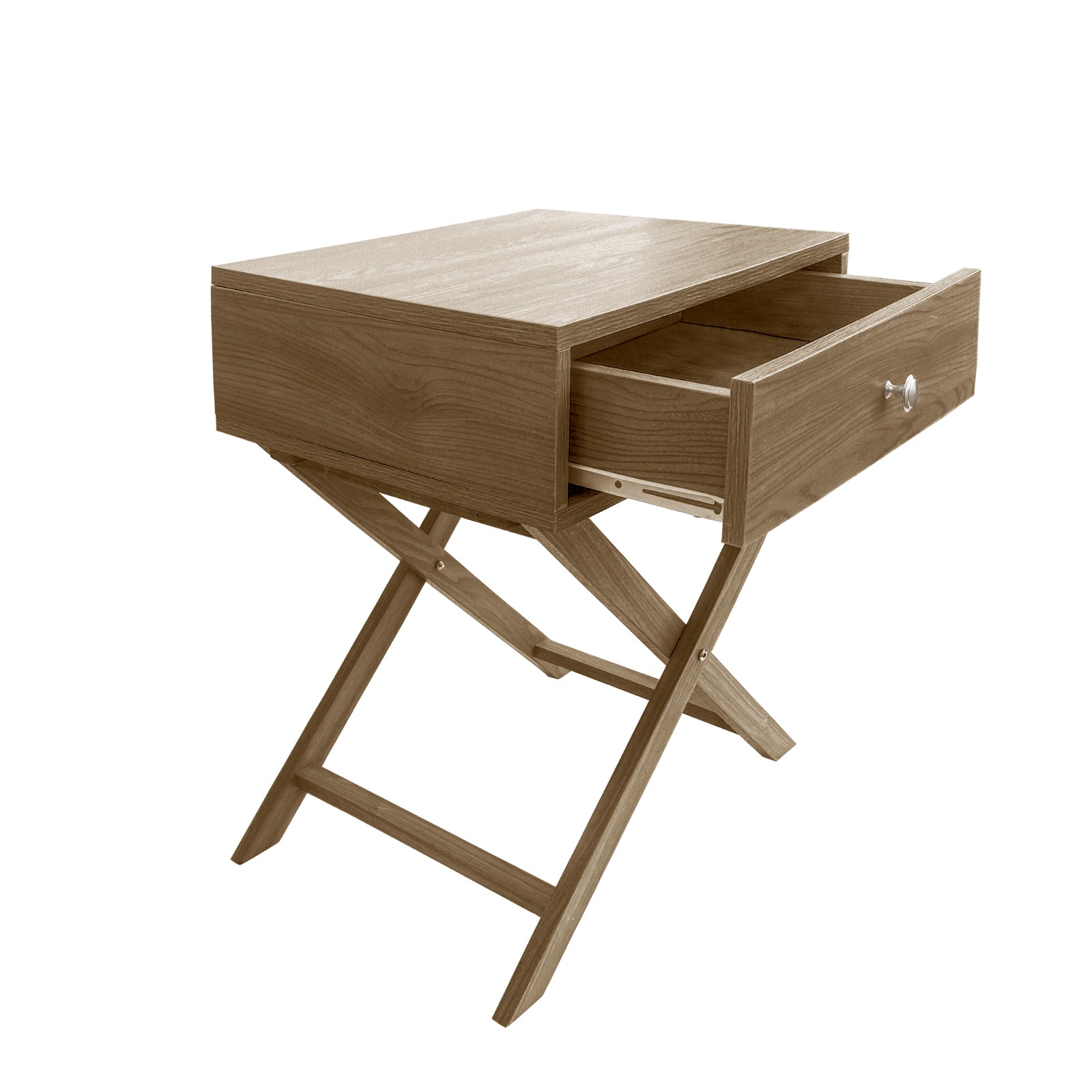 Milano Decor Bedside Table in Oak finish with spacious drawer and streamlined design, perfect for bedroom decor.