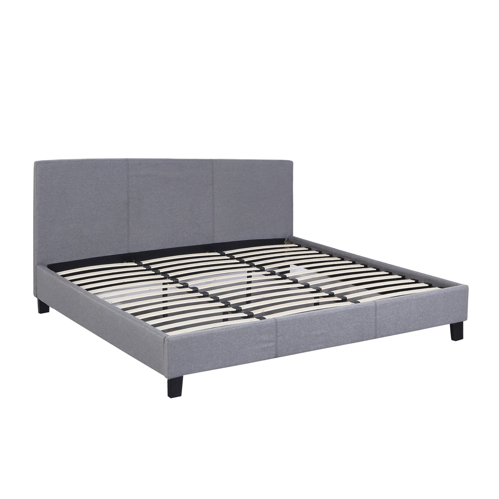 Milano Sienna Luxury Bed Frame with padded headboard in a modern bedroom setting, showcasing solid wood construction and high-quality fabric upholstery.