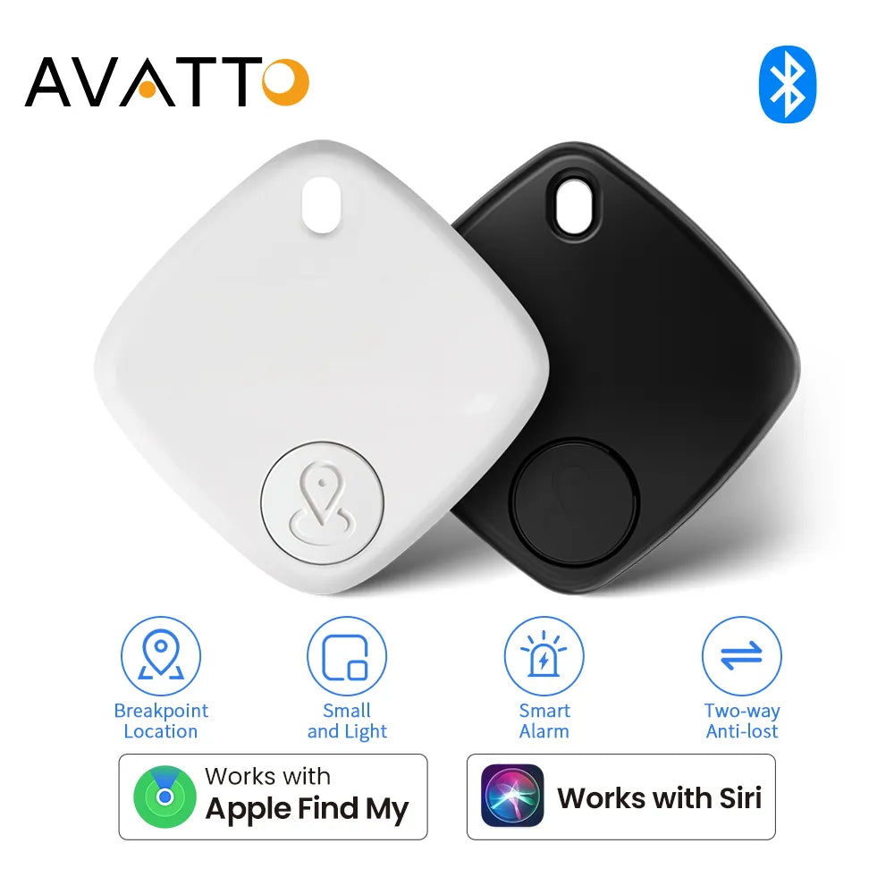 AVATTO Mini Tracking Device in a compact design, ideal for tracking pets, keys, and important items.