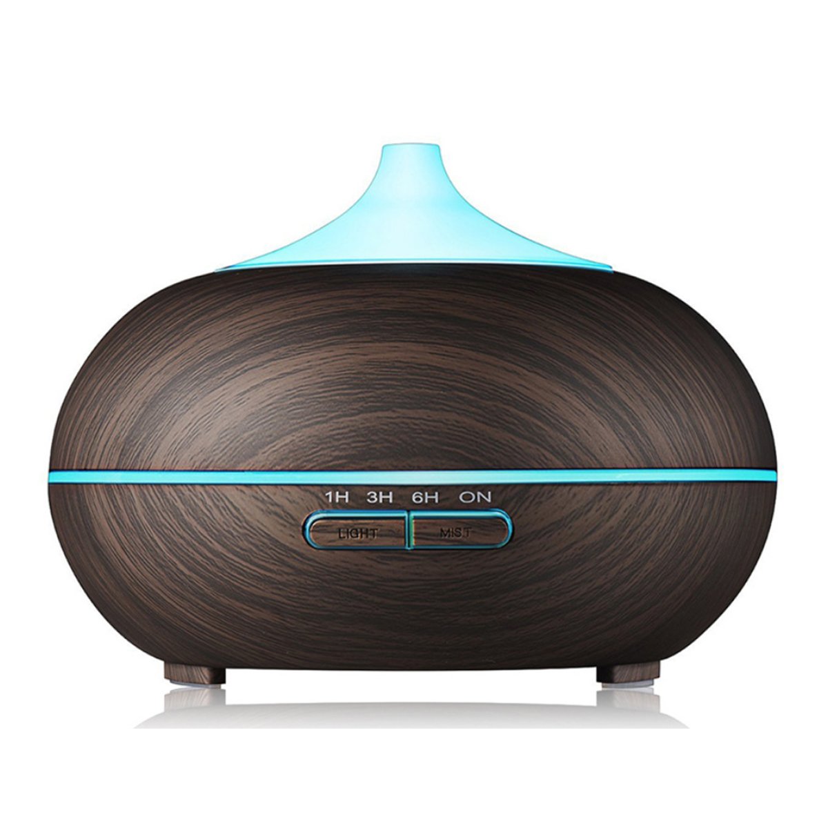 Mistyrious Essential Oil Humidifier in Natural Oak design, showcasing its elegant finish and essential oil tank.