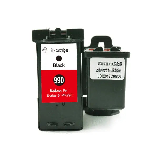 MK990 Remanufactured Black Inkjet Cartridge, Series 9, showcasing its sleek design and quality build.