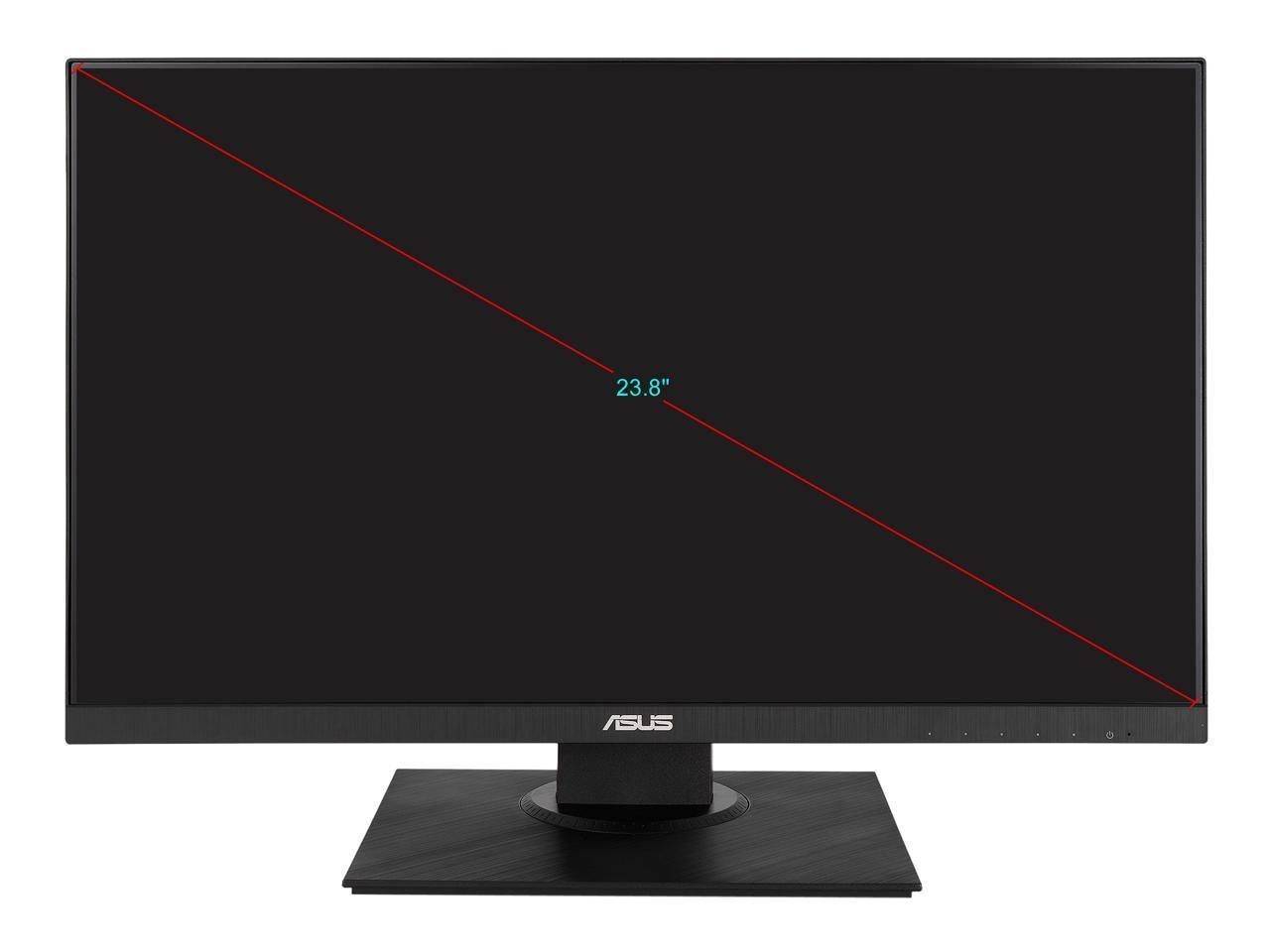 ASUS VA24DQLB 23.8" Monitor showcasing its frameless design and connectivity ports.