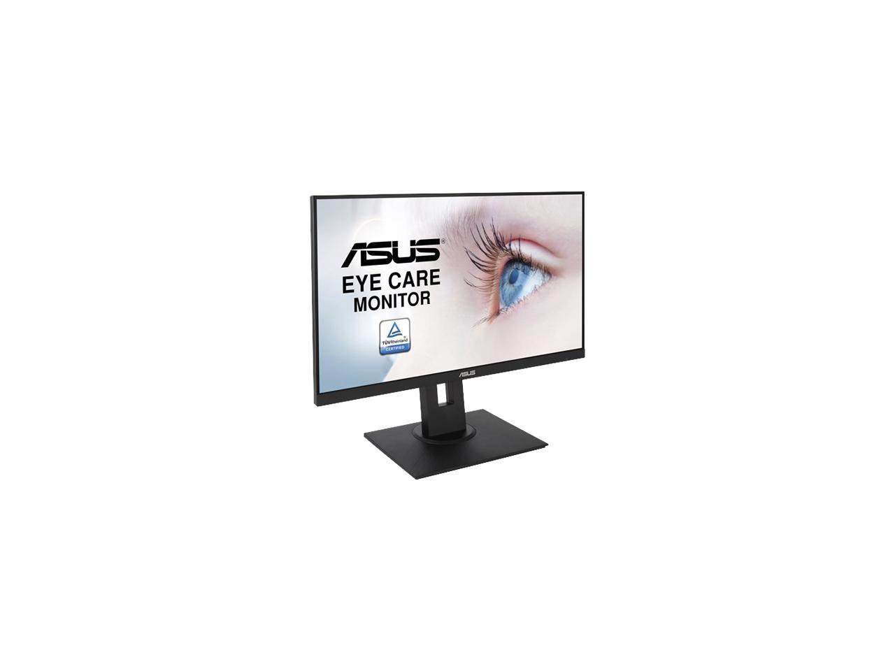 ASUS VA24DQLB 23.8" Monitor showcasing its frameless design and connectivity ports.