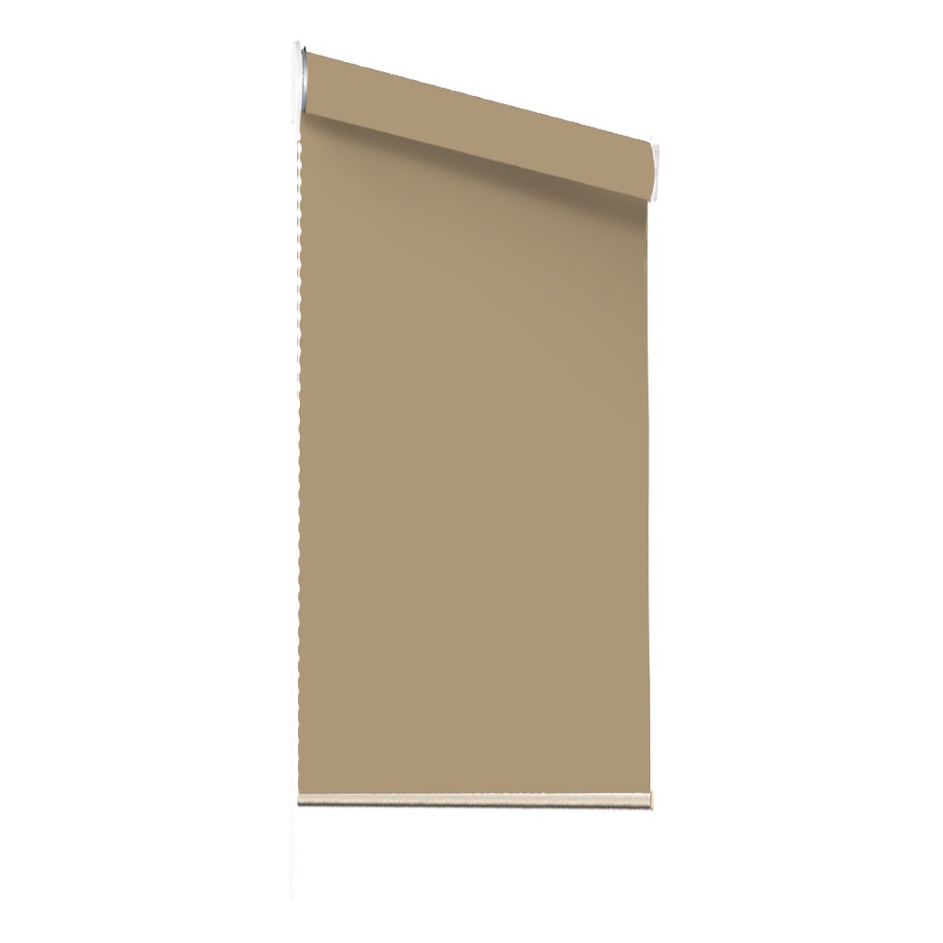 Modern Blockout Roller Blinds in tan color, showcasing full sun shading and elegant design, perfect for home decor.