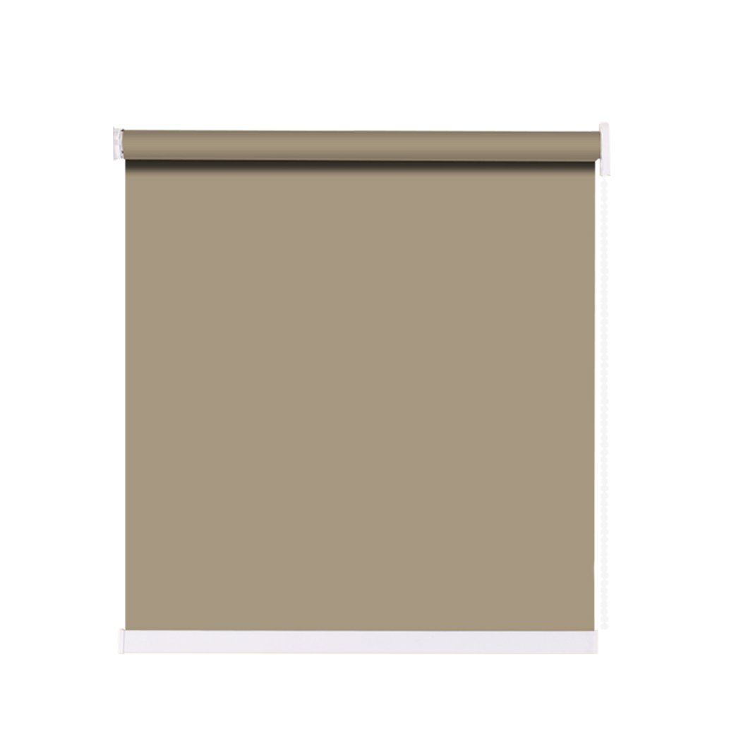 Modern Blockout Roller Blinds in tan color, showcasing full sun shading and elegant design, perfect for home decor.