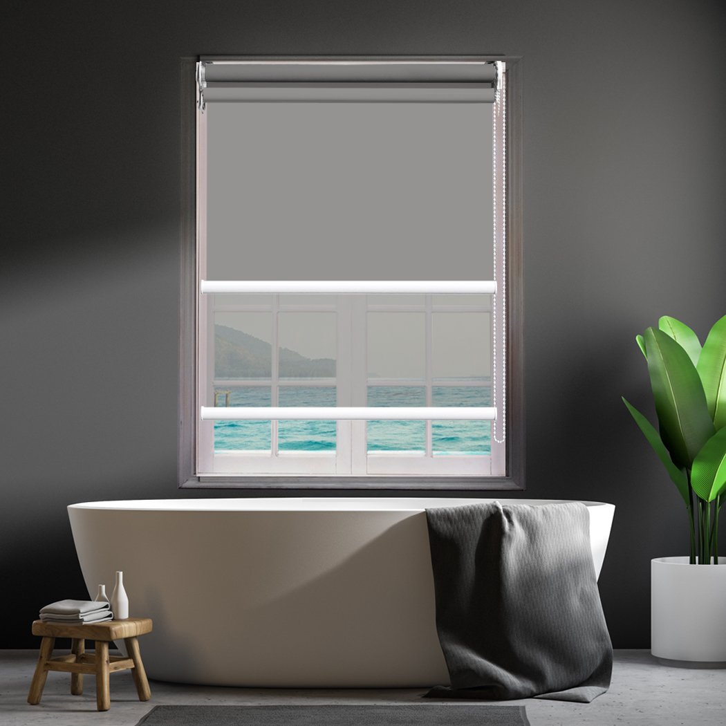 Modern Day/Night Double Roller Blinds in elegant design, showcasing dual layer functionality and secure fixing for child safety.