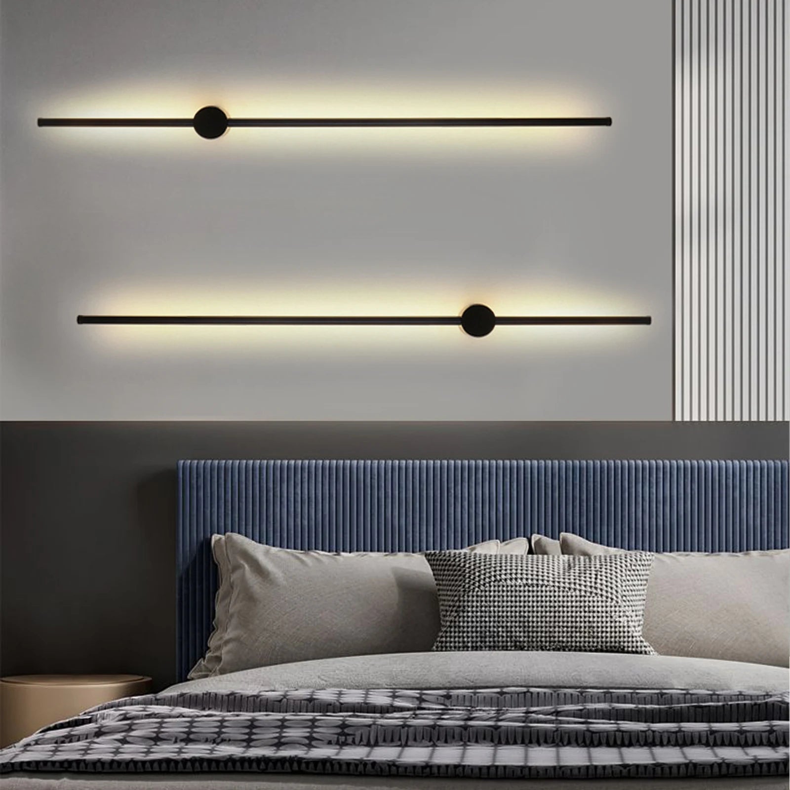 Modern LED Linear Wall Light featuring a long strip design with an acrylic lampshade, ideal for stylish indoor lighting.