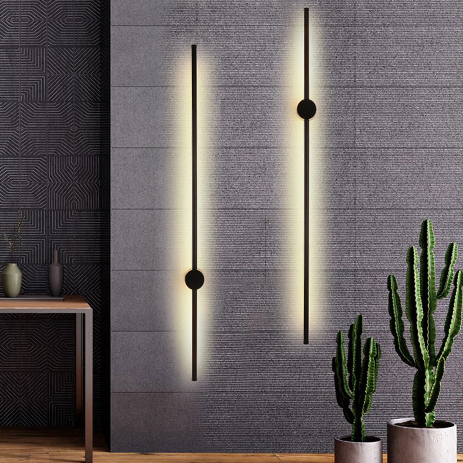 Modern LED Linear Wall Light featuring a long strip design with an acrylic lampshade, ideal for stylish indoor lighting.