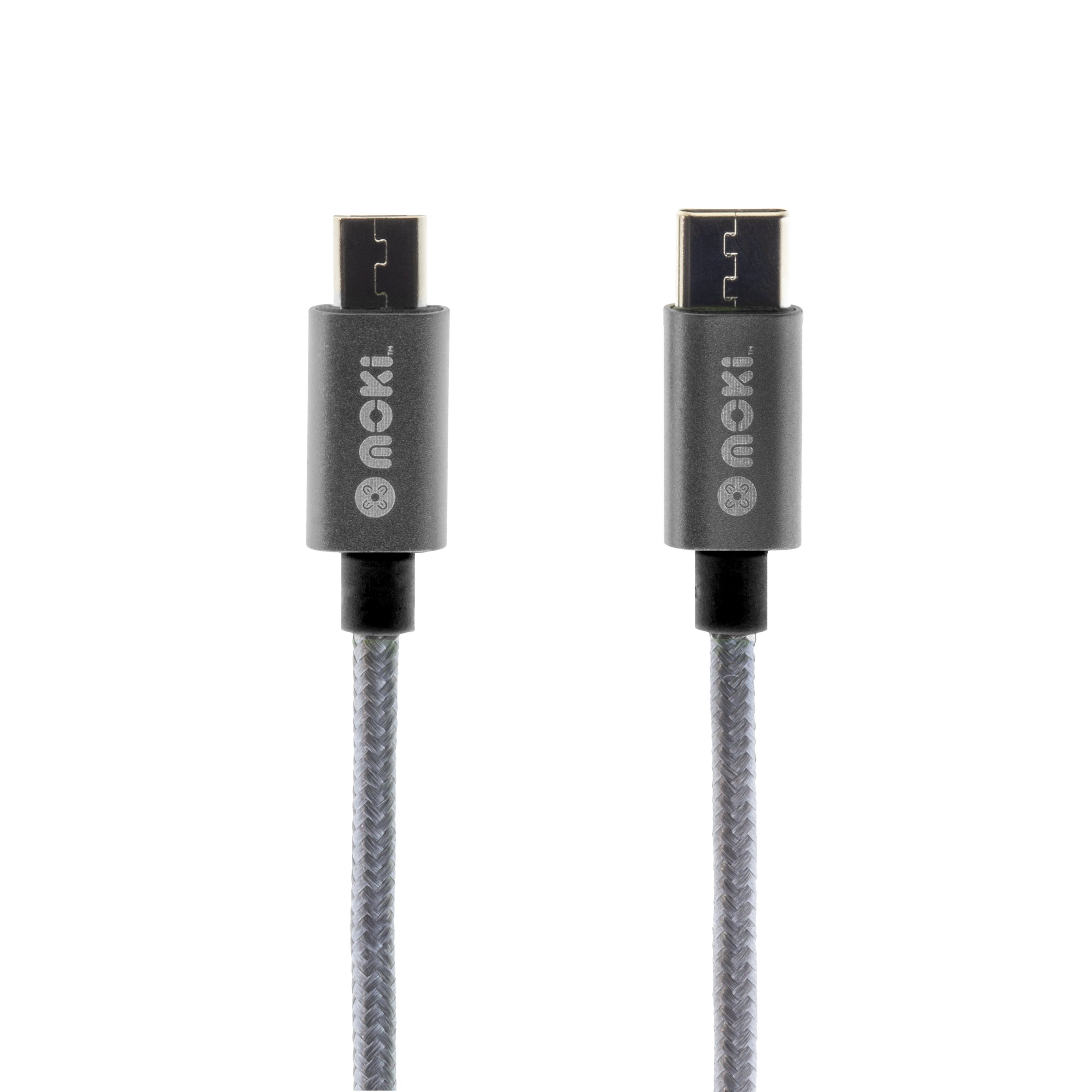 MOKI Braided Type-C to Micro SynCharge Cable in gun metal color, 90cm long, showcasing its durable braided design.