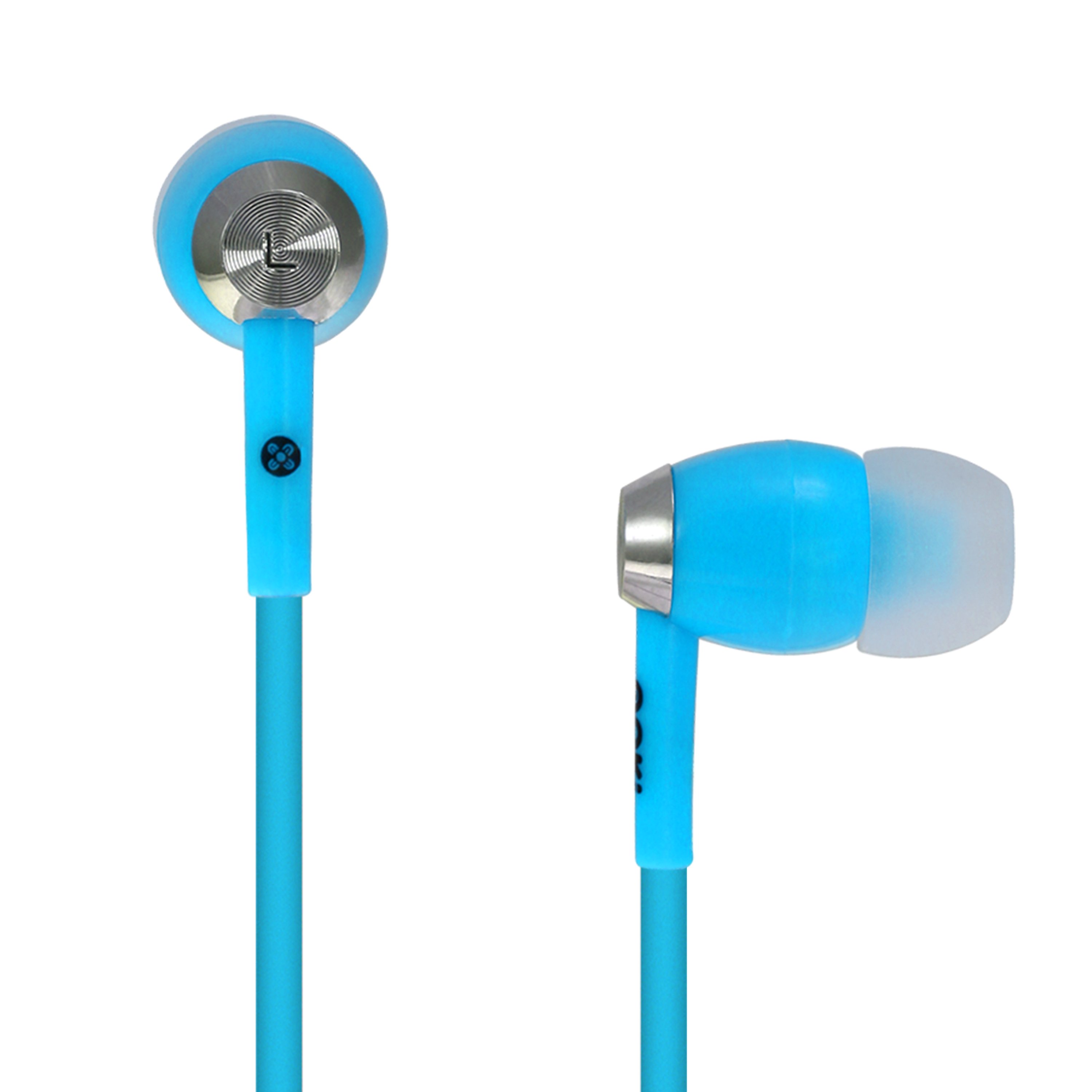 MOKI Hyper Buds in blue color, featuring soft silicone ear tips and a stylish design for comfortable listening.