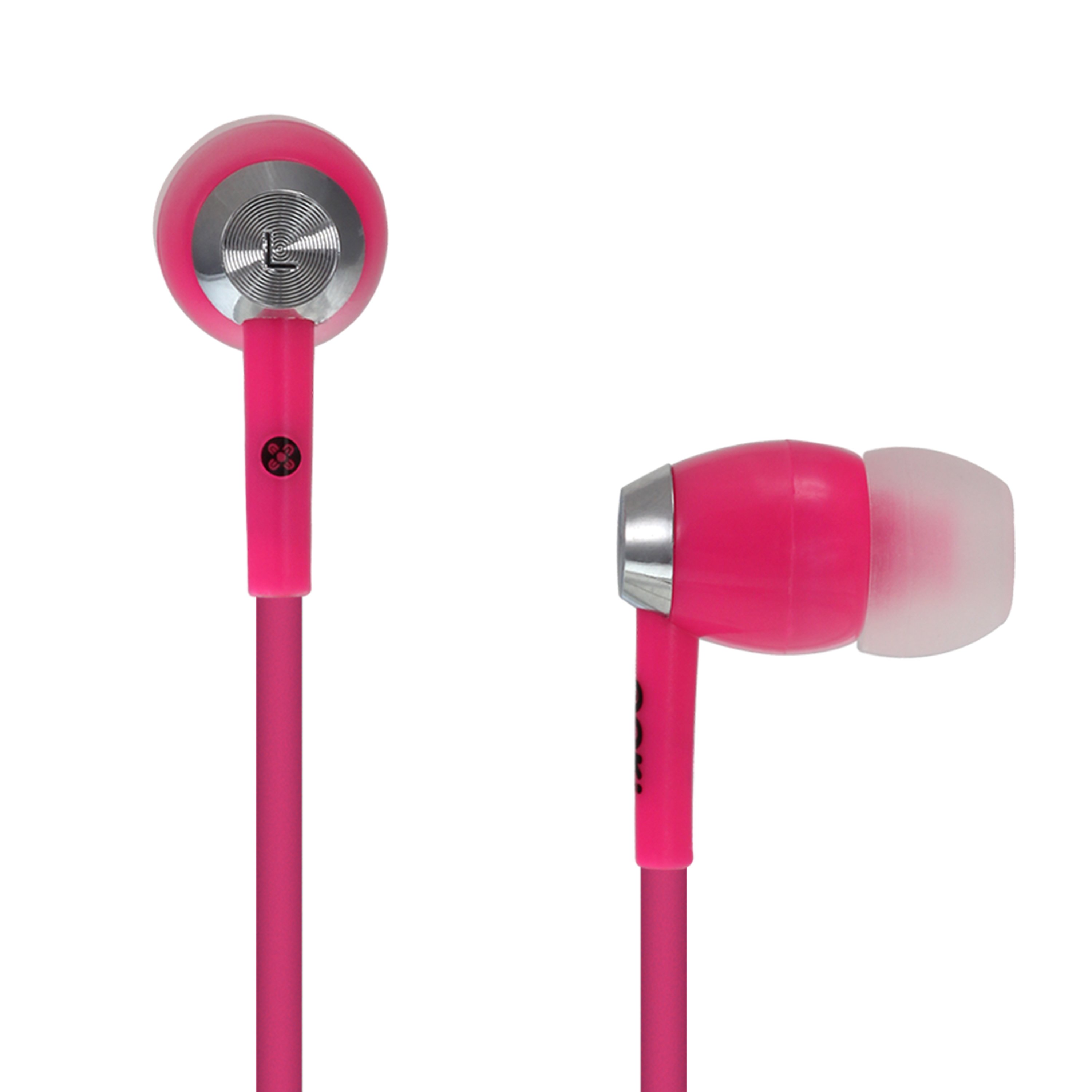 MOKI Hyper Buds in Pink showcasing stylish design and silicone ear tips for comfort.