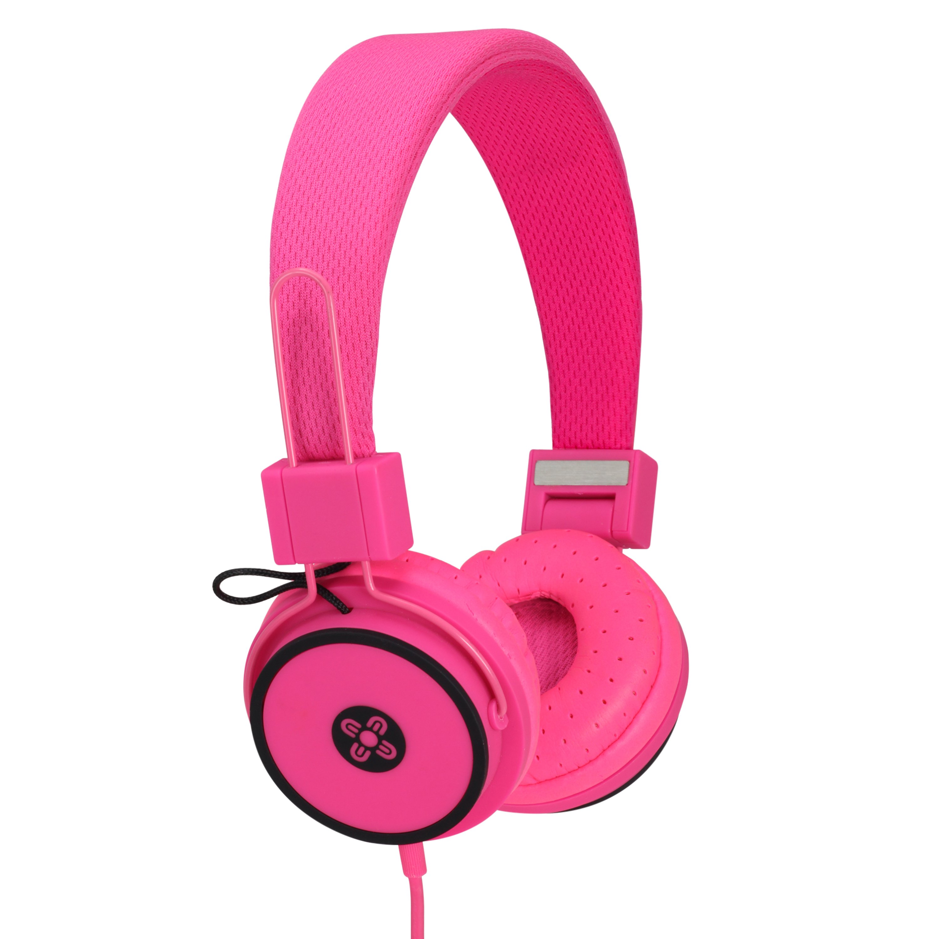 MOKI Hyper Headphone in Pink showcasing its stylish design and comfortable ear cups.