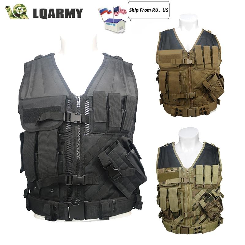 Molle Tactical Army Vest in camo design, featuring multiple pockets and armor plate carrier capabilities, ideal for airsoft and hunting.