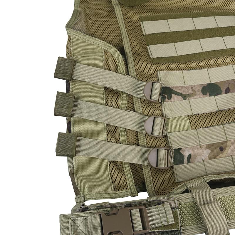 Molle Tactical Army Vest in camo design, featuring multiple pockets and armor plate carrier capabilities, ideal for airsoft and hunting.