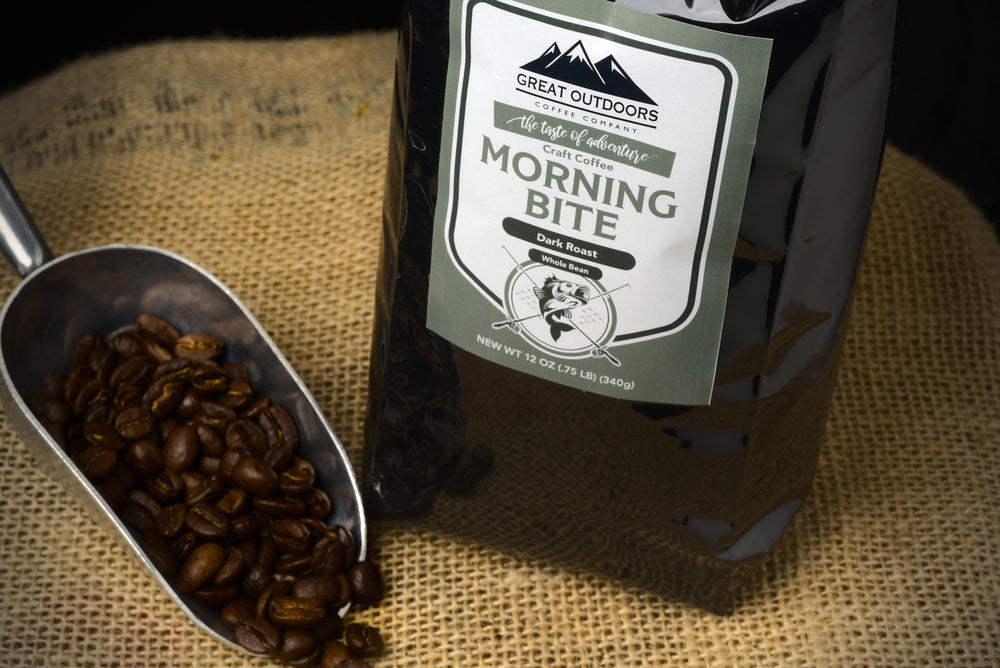 A bag of Morning Bite coffee featuring a robust blend of Robusta and Arabica beans, designed for an energizing morning experience.