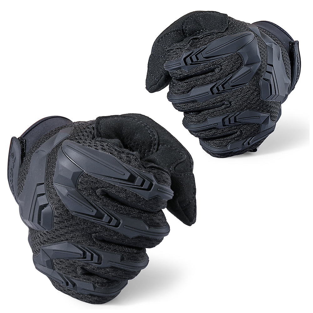 Motorcycle full finger gloves featuring rubber protection, designed for enduro racing and biking, showcasing a durable and stylish design.