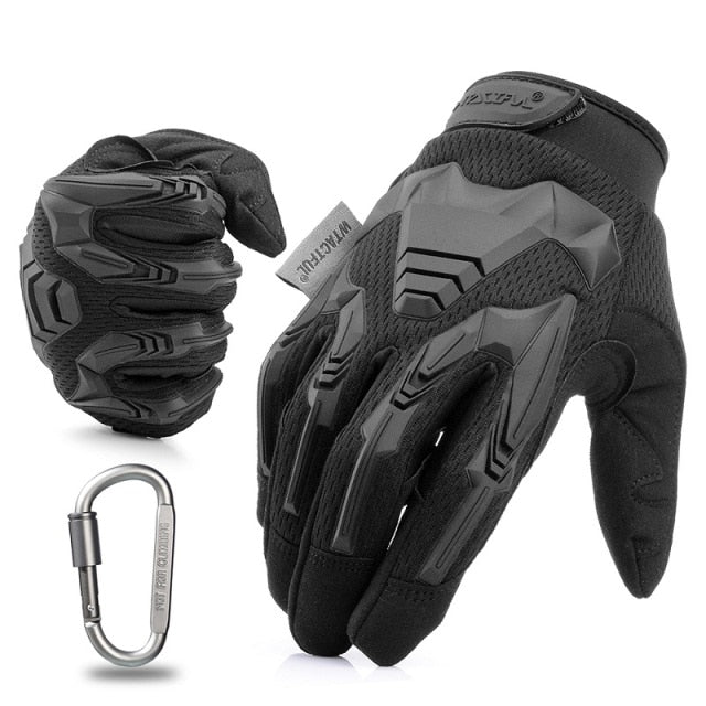 Motorcycle full finger gloves featuring rubber protection, designed for enduro racing and biking, showcasing a durable and stylish design.