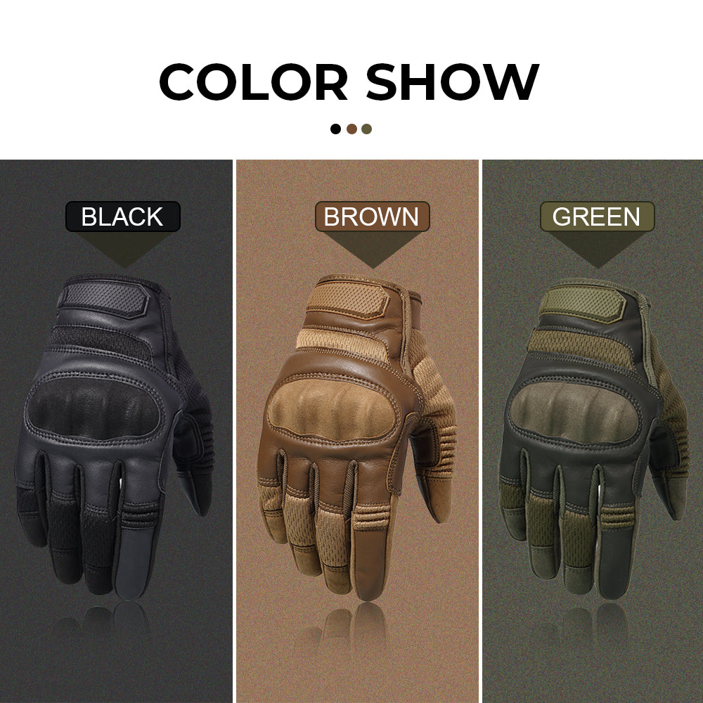 Motorcycle full finger gloves made of PU leather, featuring touchscreen capability and anti-slip design, ideal for motocross and motorbike riding.