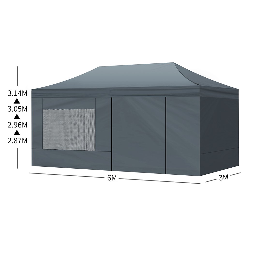 Mountview Gazebo Tent 3x6 featuring a sturdy steel frame and waterproof fabric, ideal for outdoor events and camping.