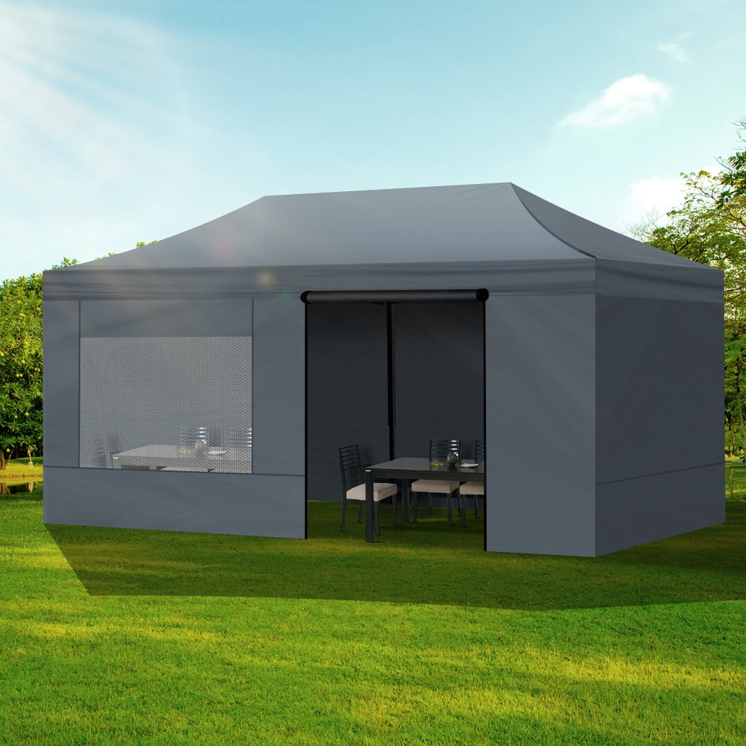 Mountview Gazebo Tent 3x6 featuring a sturdy steel frame and waterproof fabric, ideal for outdoor events and camping.