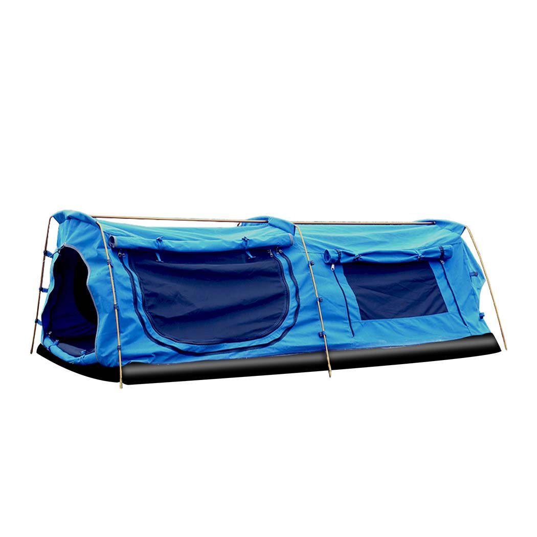 Mountviewe Dome Camping Swag with high-density foam mattress and durable aluminum poles, perfect for outdoor camping.