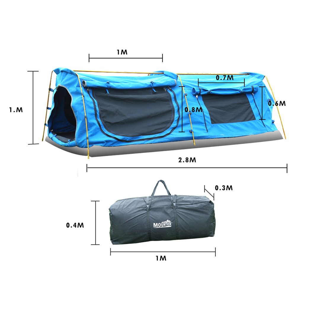 Mountviewe Dome Camping Swag with high-density foam mattress and durable aluminum poles, perfect for outdoor camping.