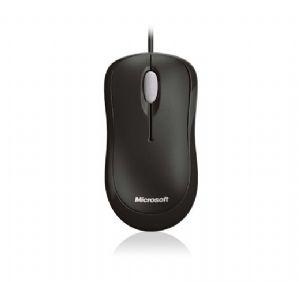 MS Basic Optical Mouse in black color with USB connection, showcasing its ergonomic design and customizable buttons.