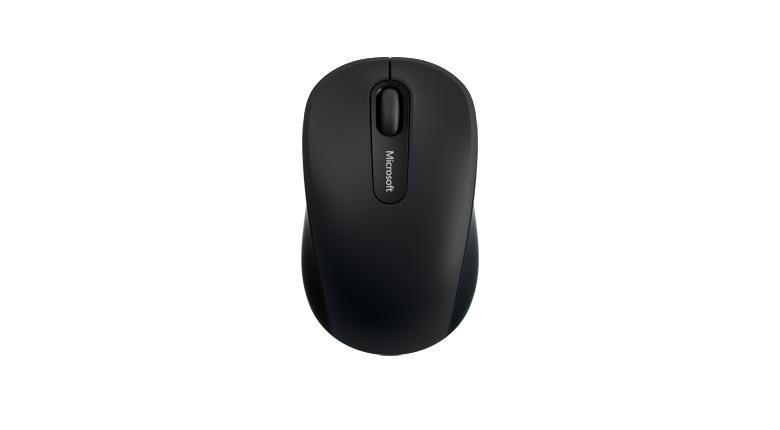 MS Wireless Mobile Mouse 3600 in black, showcasing its sleek design and ergonomic shape, ideal for comfortable use.