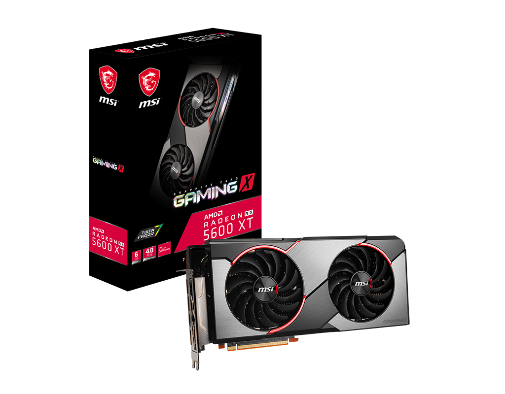 MSI AMD Radeon RX 5600 XT Gaming X 6GB GDDR6 Graphics Card with TORX FAN 3.0 and RGB Mystic Light features.