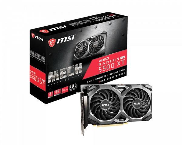 MSI AMD Radeon RX 5600 XT MECH OC 6GB GDDR6 Graphics Card showcasing its sleek design and cooling fans.