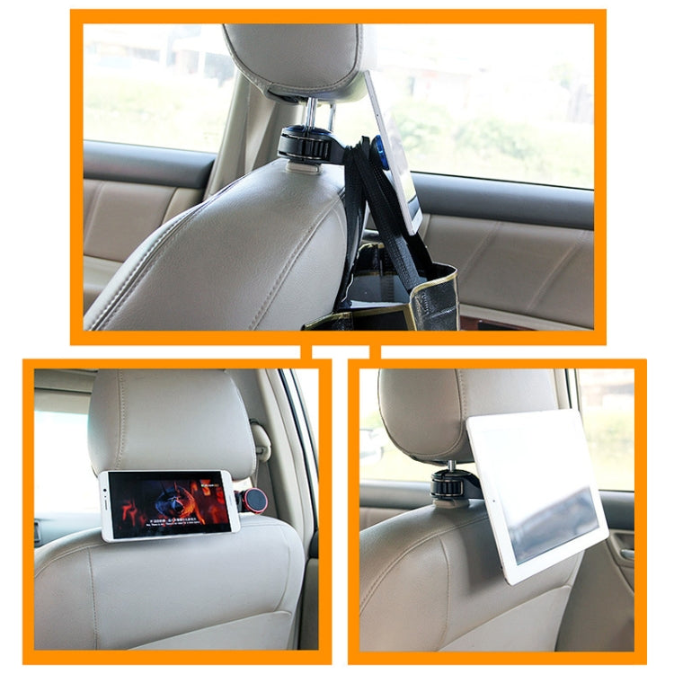 Multifunctional car cushion magnetic mobile phone holder mounted on a car headrest, showcasing its compact design and versatility.