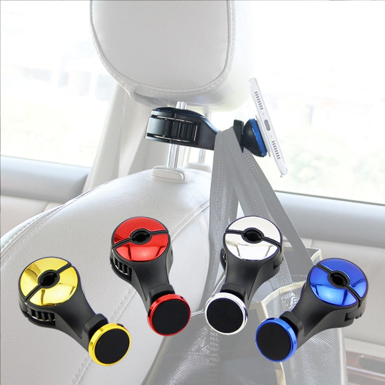 Multifunctional car cushion magnetic mobile phone holder mounted on a car headrest, showcasing its compact design and versatility.