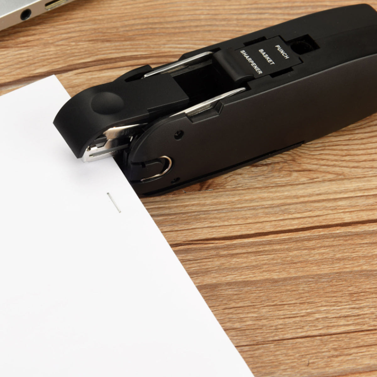 My Task Buddy, a compact 10 in 1 office tool featuring stapler, scissors, measuring tape, and more, designed for efficient workspace organization.