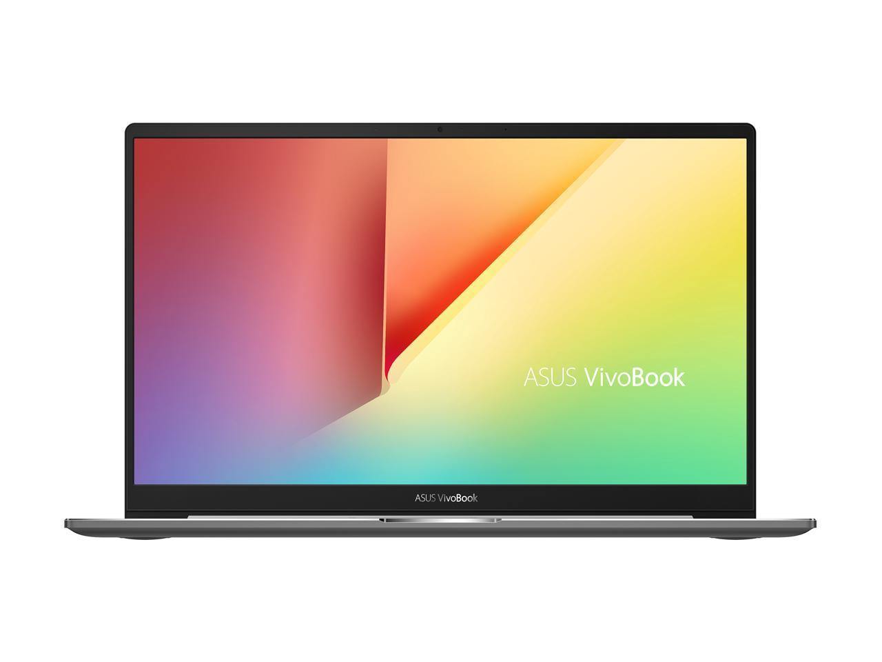 ASUS VivoBook S13 S333JA-DS51 RT laptop with 13.3-inch FHD display in Indie Black color, showcasing its sleek design and fingerprint reader.