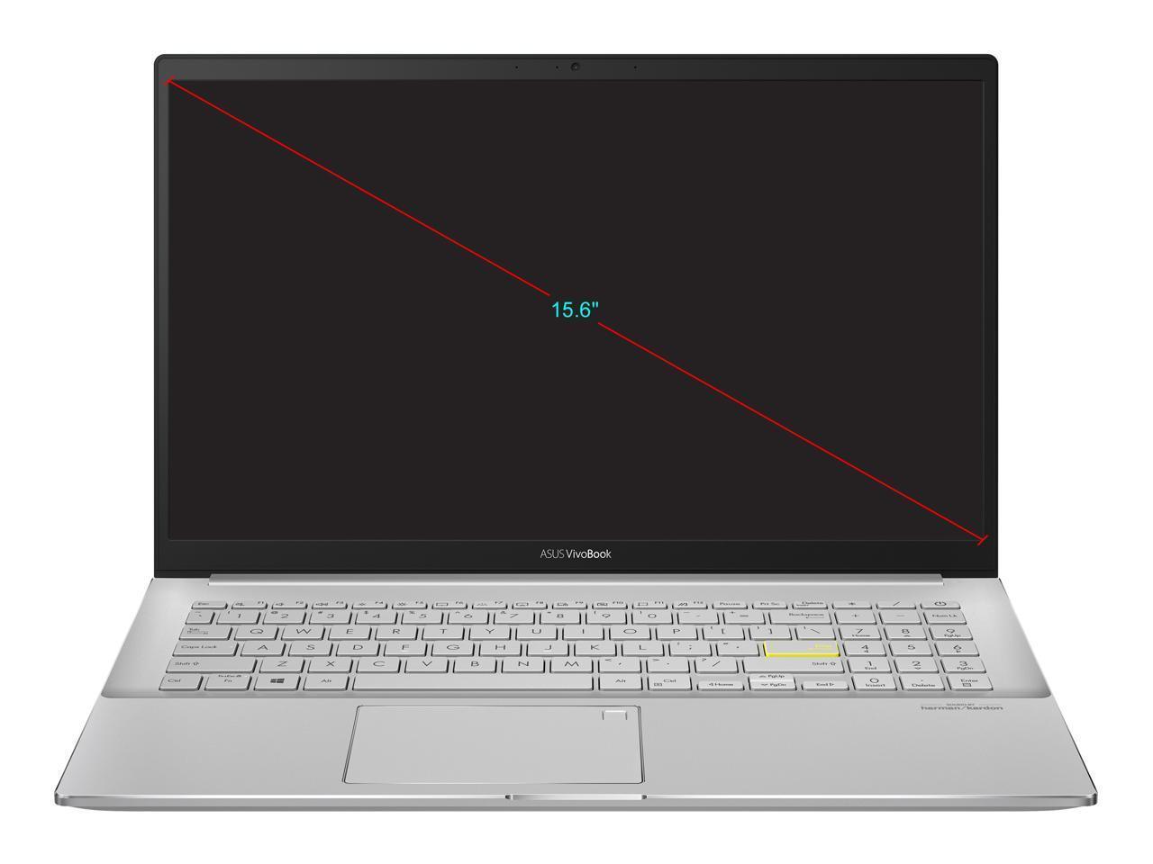 ASUS VivoBook S15 S533 laptop in dreamy white color with a 15.6-inch FHD display, showcasing its sleek design and modern aesthetics.