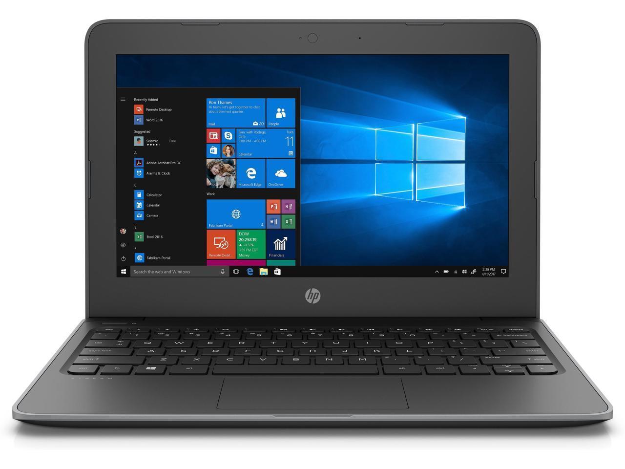 HP Laptop Stream 11 Pro G5 with Intel Celeron N4000, 4GB RAM, and 11.6-inch display, showcasing its sleek design and portability.