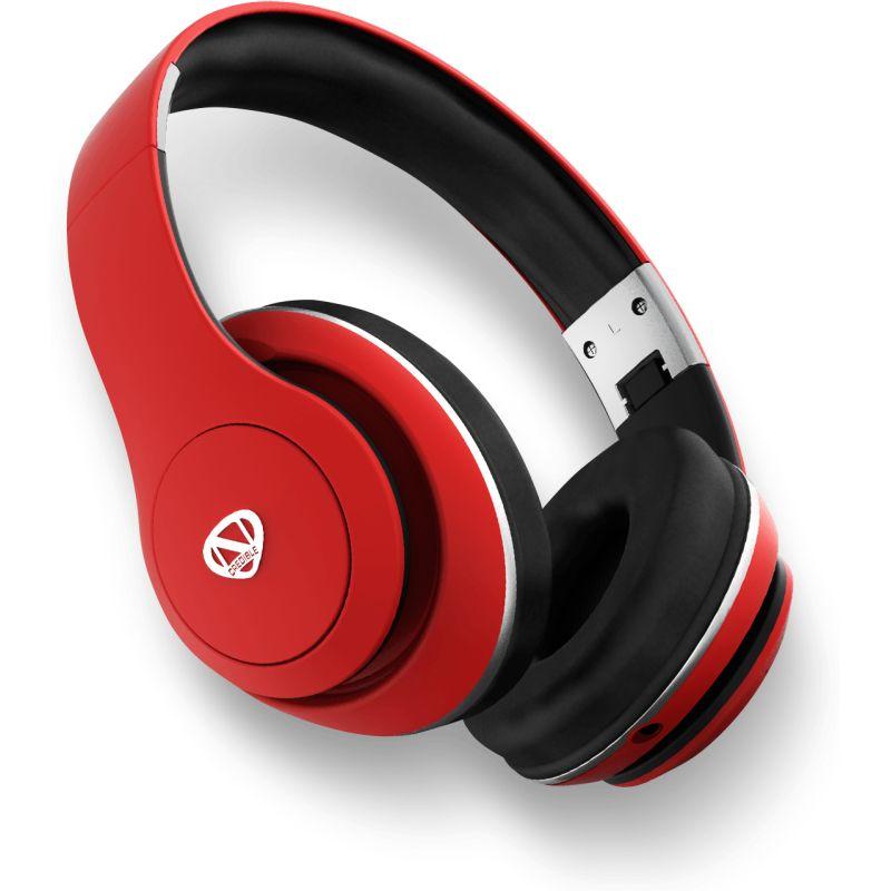 NCREDIBLE 1 Headphones in vibrant red color with plush ear cushions and adjustable headband.