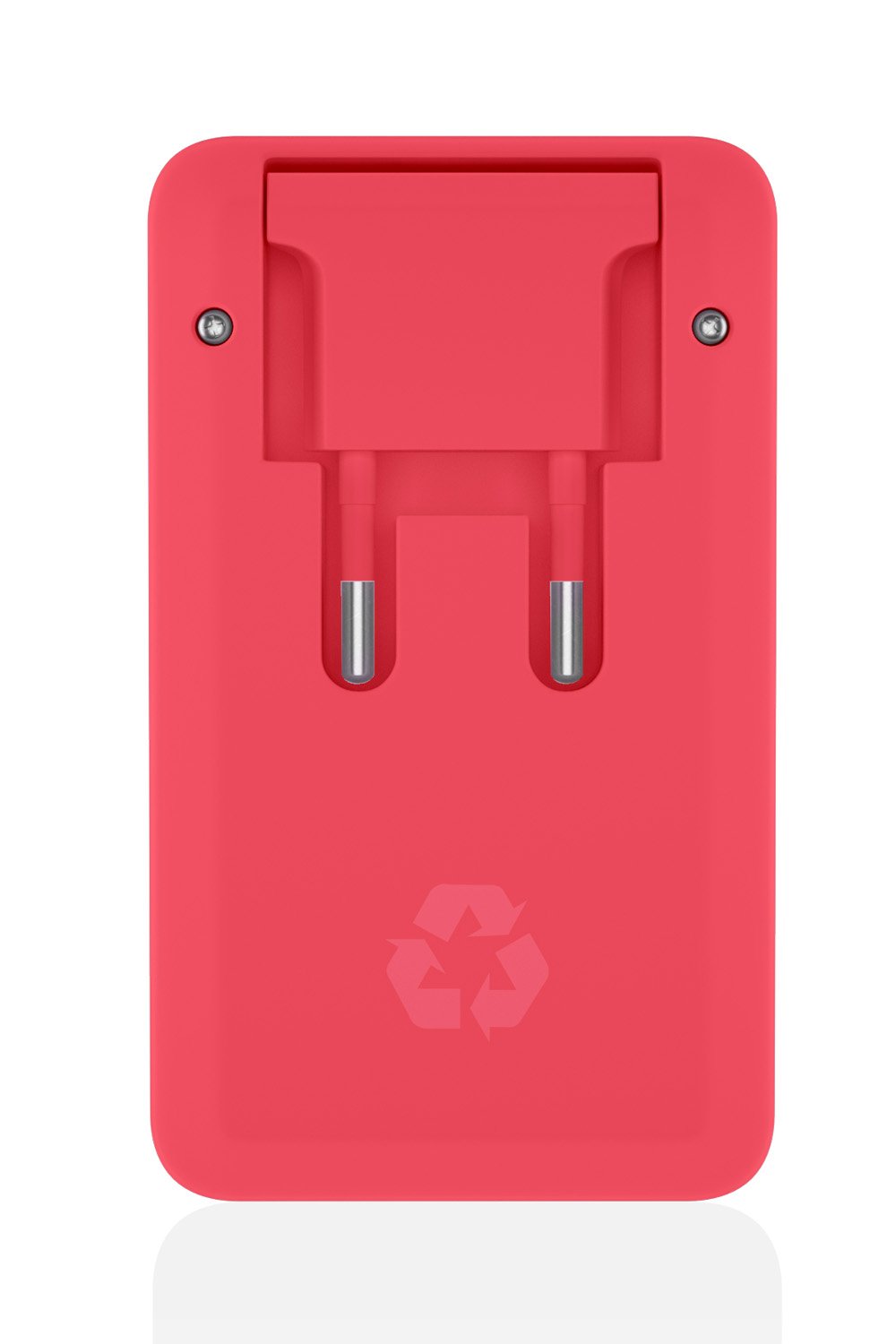 New Coral ReCharger 30W PD Recycled Wall Charger with foldable plug and dual USB ports, available in nature-inspired colors.