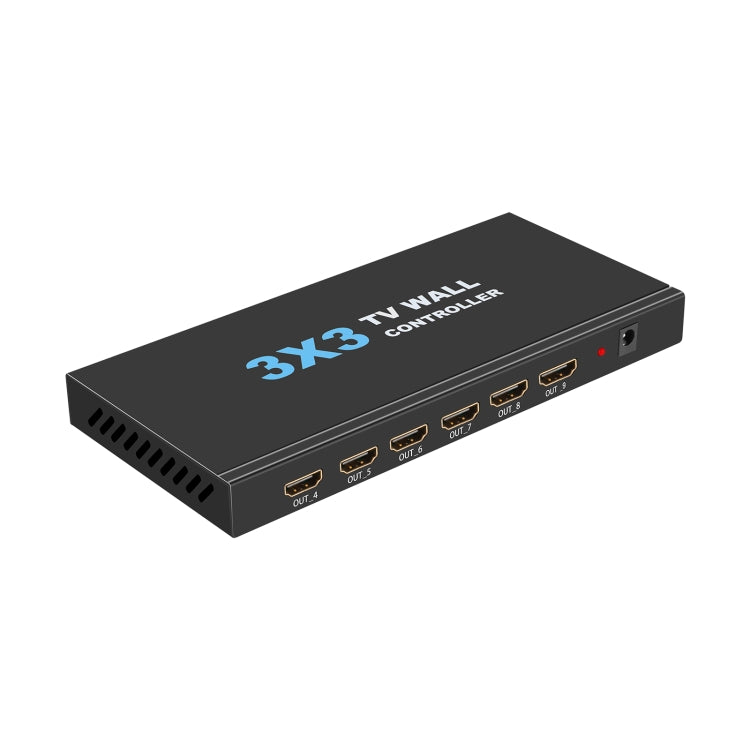 NK-330 3x3 4K Video Wall Controller Splitter with multiple HDMI and DVI inputs, showcasing its sleek design and functionality.