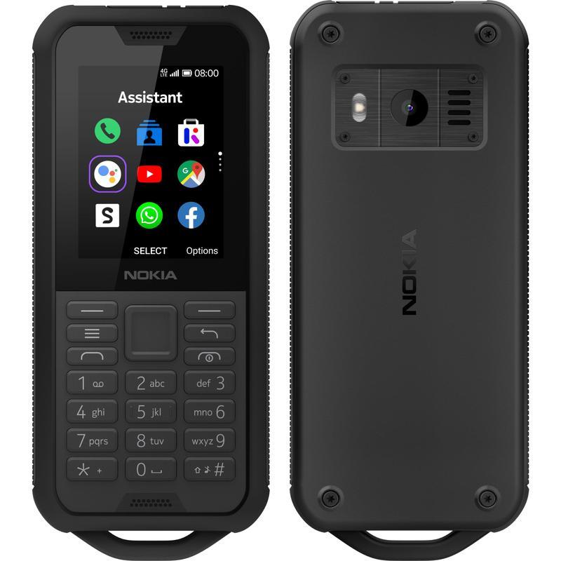 Nokia 800 4G Tough Black smartphone with a 2.4-inch screen, showcasing its rugged design and durable features.