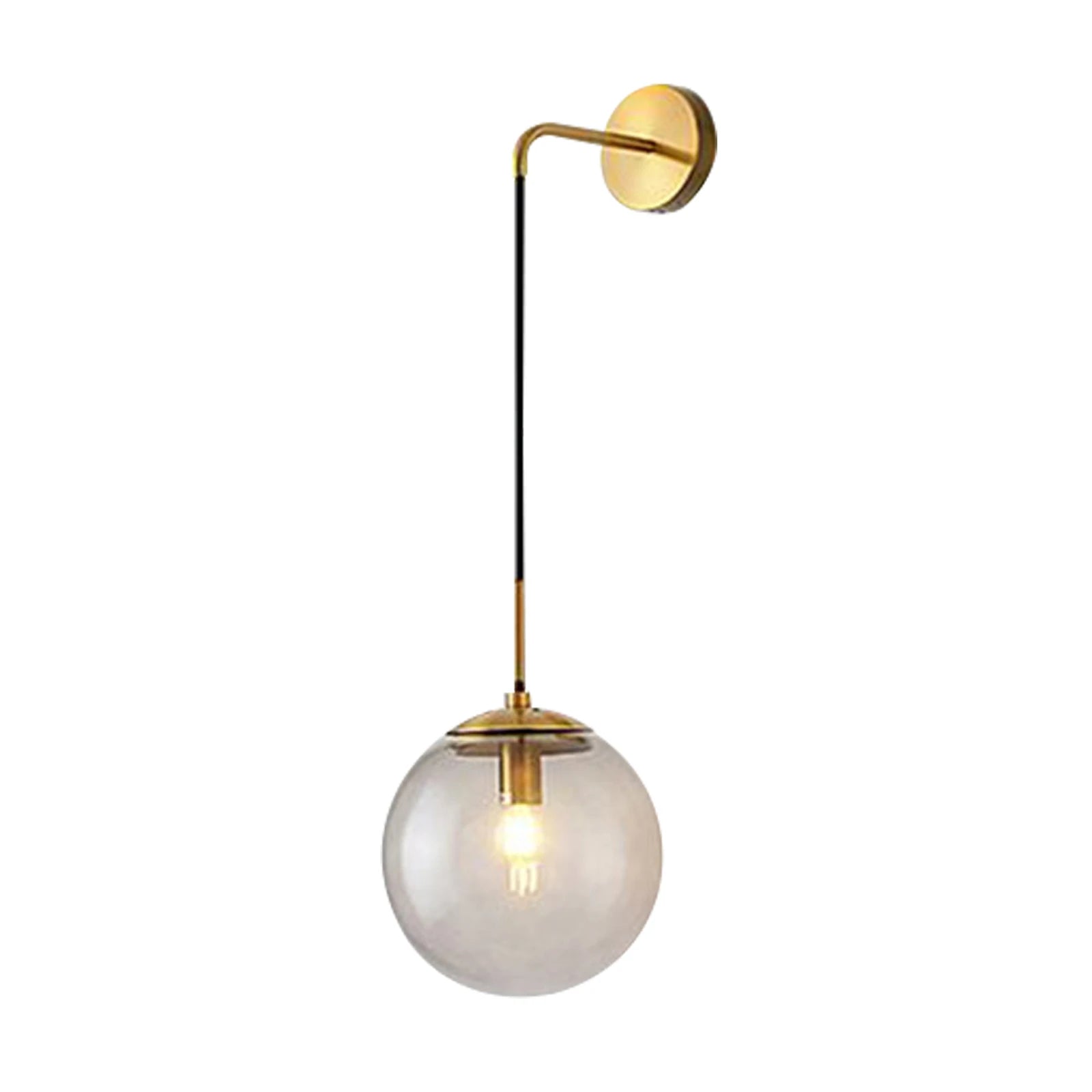 Nordic Glass Ball Wall Light featuring a black and gold finish with a clear glass globe shade, ideal for modern interiors.